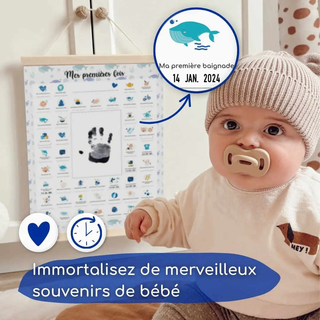 Coffret Cadre Beige “Mes Premières Fois” à tamponner – Thème Baleine – Image 2