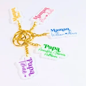 Porte-clés personnalisé - Cadeau maman personnalisé - Cadeau maman naissance - Cadeau fête des mères | Porte clé maman avec prénoms enfants