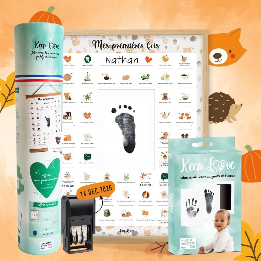 Coffret Cadre Beige “Mes Premières Fois” à tamponner – Thème Renard – Image 2