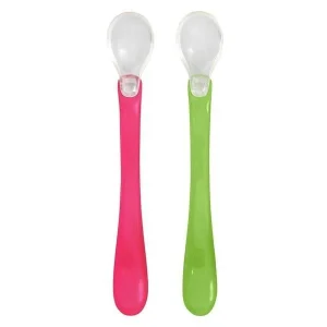 Green Sprouts - Duo de Cuillères en Silicone - Verte & Rose||Green Sprouts - Feeding Spoons - Green & Pink