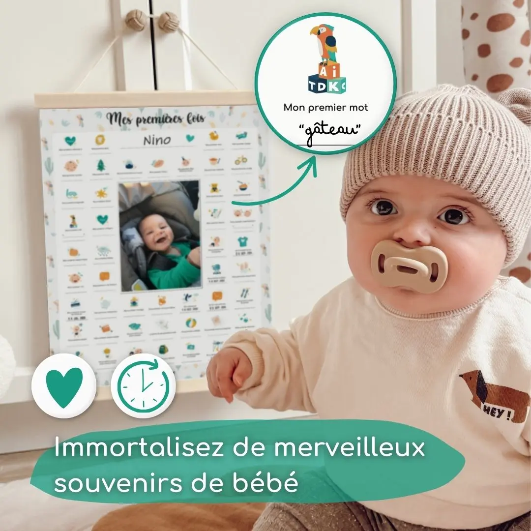 Coffret Cadre Beige “Mes Premières Fois” à tamponner – Thème Perroquet – Image 3