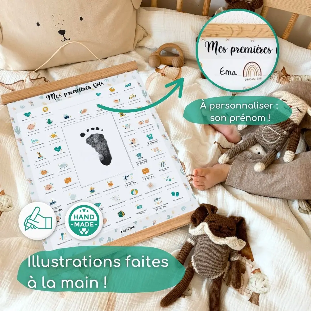 Coffret Cadre Beige “Mes Premières Fois” à tamponner – Thème Perroquet – Image 4
