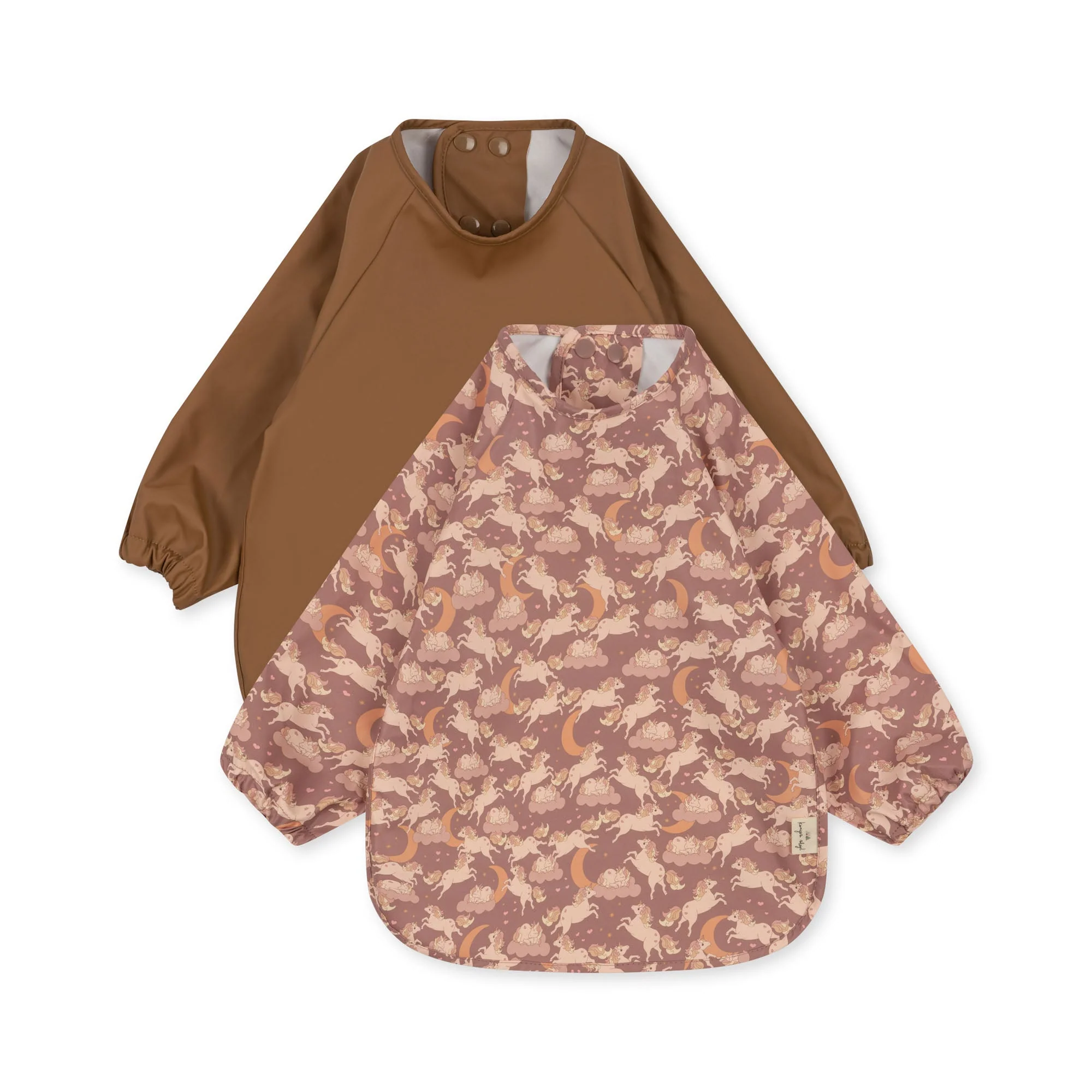 Konges Slojd - Ensemble de 2 Bavoirs avec Manches - Unicorn Blush||Konges Slojd - Pack of 2 Bibs Long Sleeves - Unicorn Blush