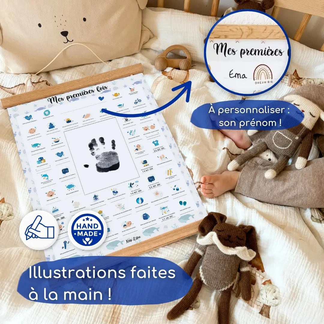Coffret Cadre Beige “Mes Premières Fois” à tamponner – Thème Baleine – Image 3