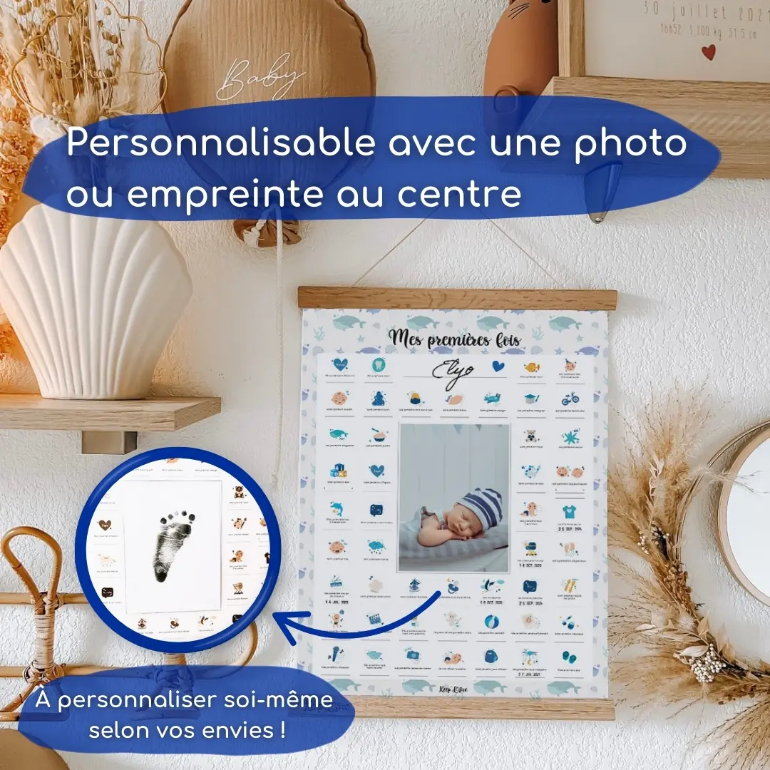 Coffret Cadre Beige “Mes Premières Fois” à tamponner – Thème Baleine – Image 4