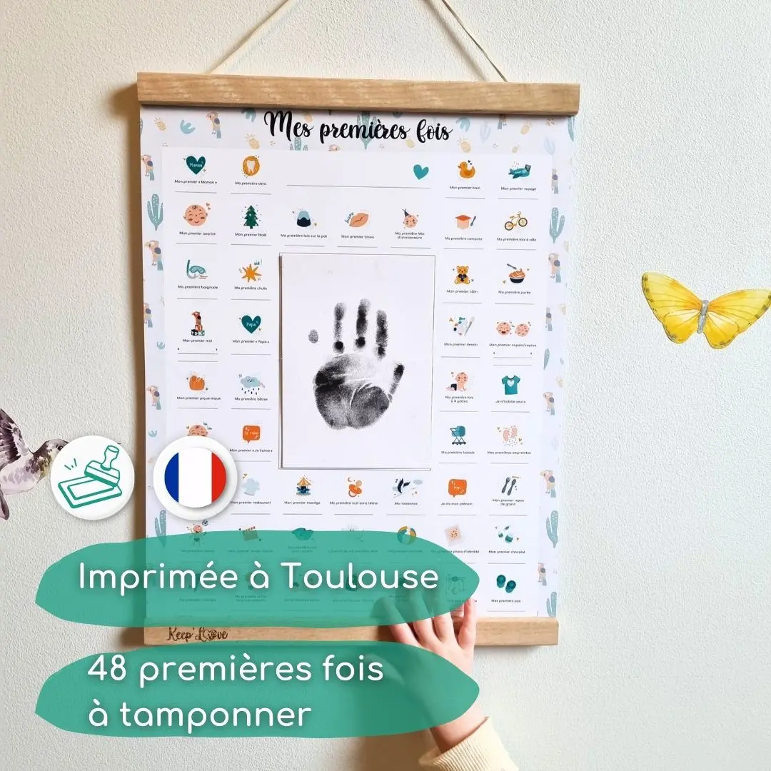 Coffret Cadre Beige “Mes Premières Fois” à tamponner – Thème Perroquet – Image 7