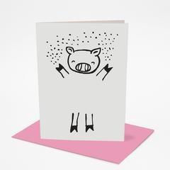 Wee Gallery - Cartes de Souhaits - Cochon à Habiller||Wee Gallery - Wish Card - Pig