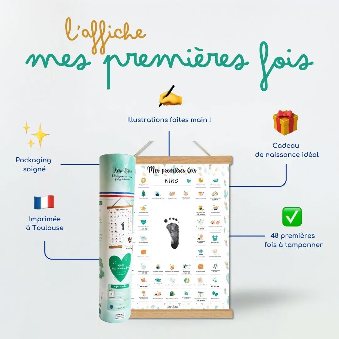 Coffret Cadre Beige “Mes Premières Fois” à tamponner – Thème Perroquet – Image 8