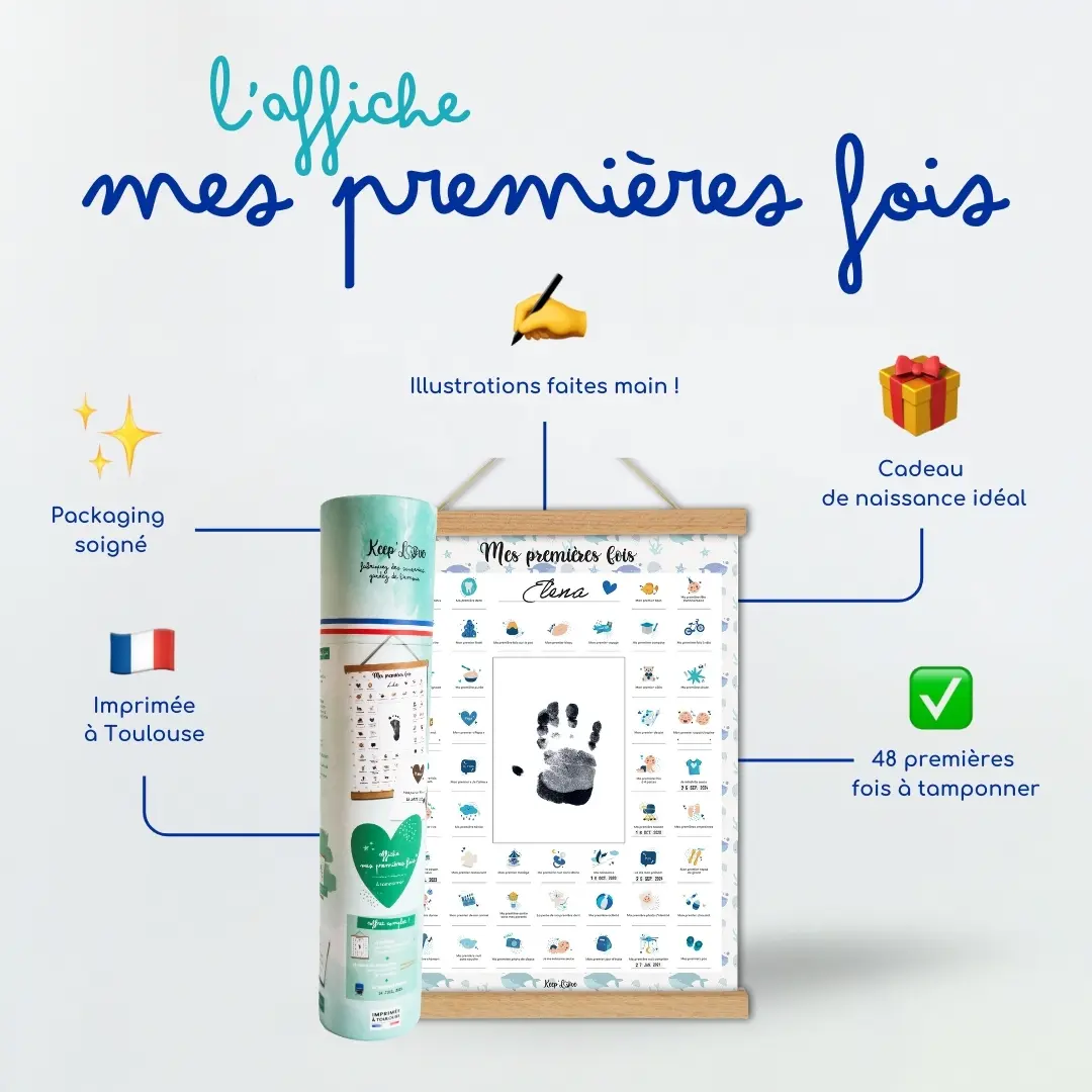 Coffret Cadre Beige “Mes Premières Fois” à tamponner – Thème Baleine – Image 7