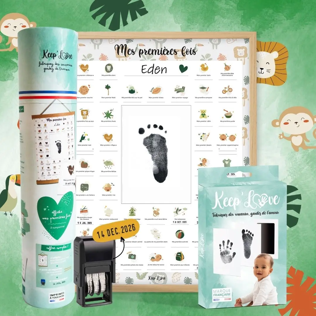 Coffret Cadre Beige “Mes Premières Fois” à tamponner – Thème Lion – Image 2