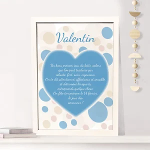 Affiche coeur poétique sur origine et caractéristiques prénom