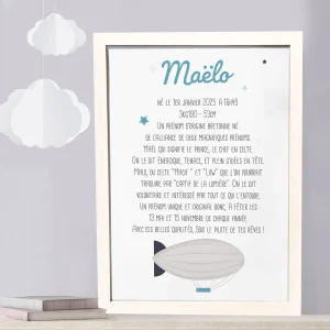 Affiche origine et caractère prénom et son dirigeable