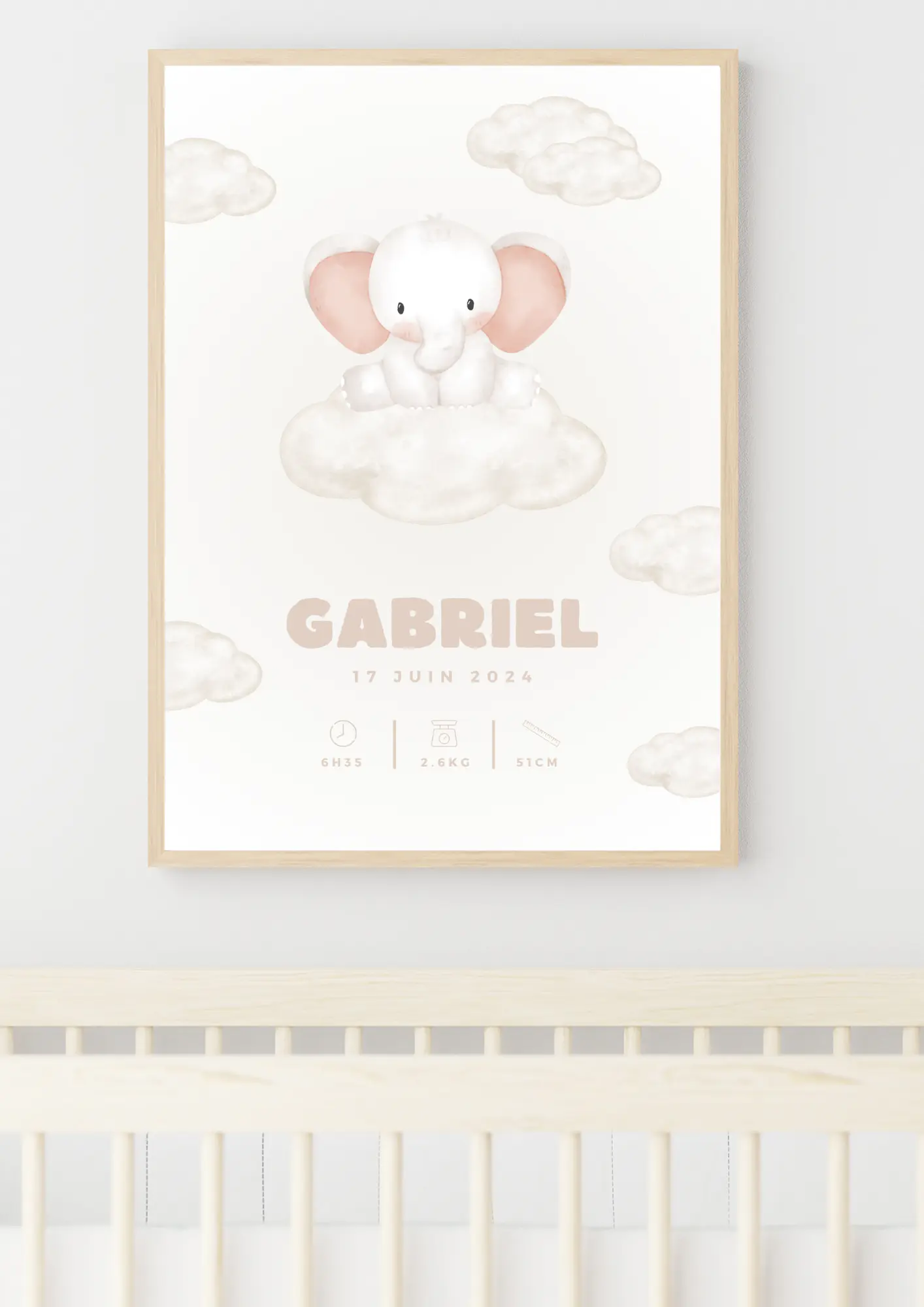 Affiche naissance personnalisée - Éléphant – Image 2