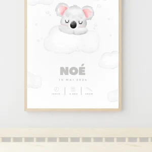 Affiche naissance personnalisée - Koala