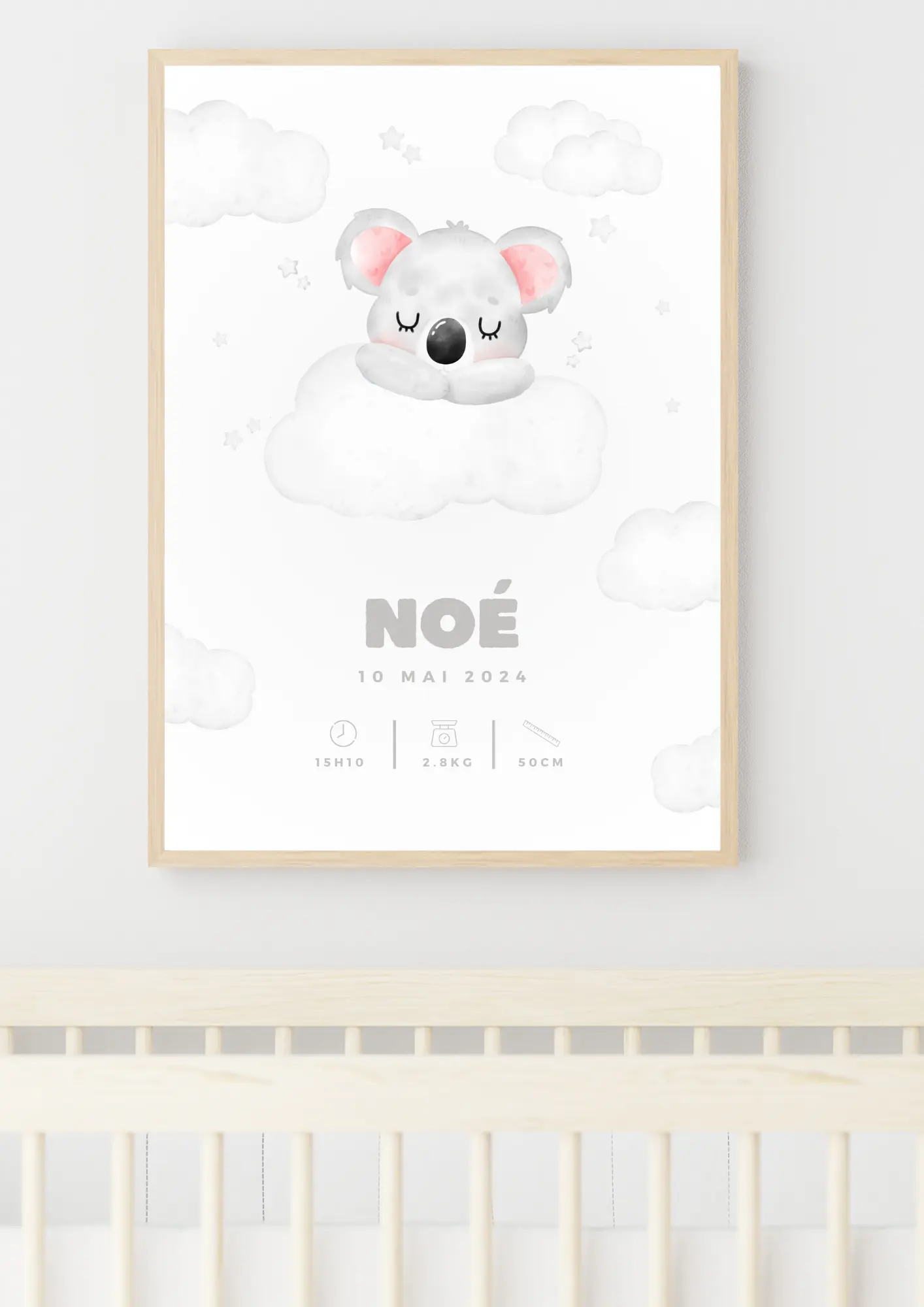 Affiche naissance personnalisée - Koala