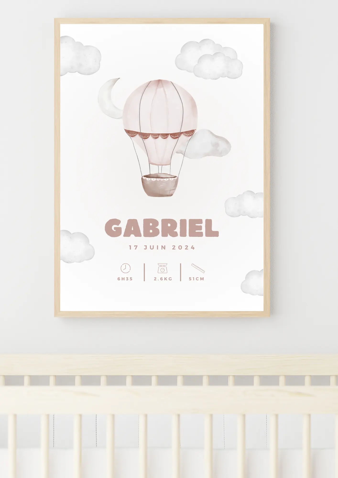 Affiche naissance personnalisée - Montgolfière – Image 2