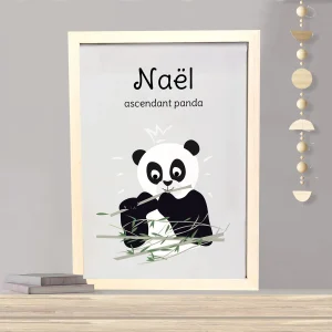 Affiche enfant personnalisable sur le thème panda