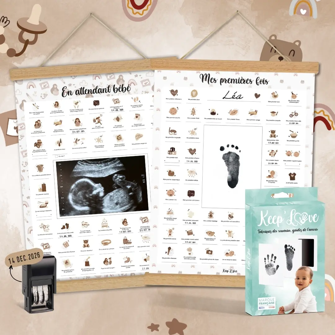 Coffret Cadeau Femme Enceinte – Affiches Duo Grossesse & Bébé (Ourson) – Image 3