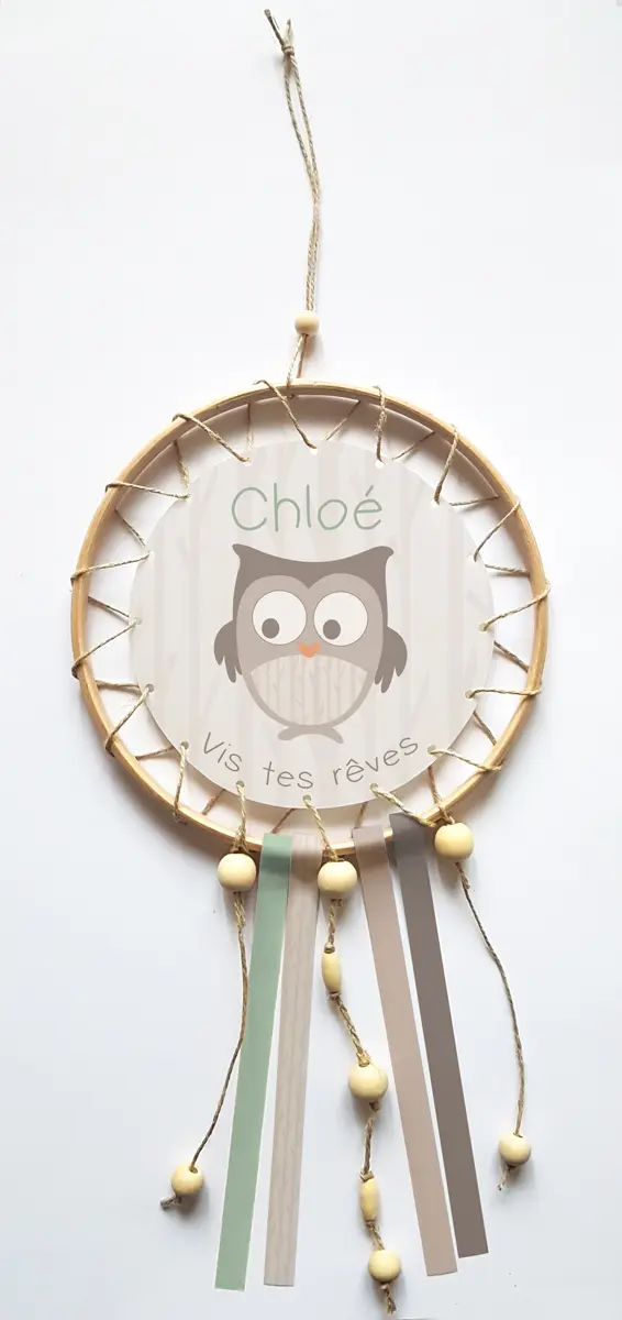 Attrape-rêves hibou de la forêt personnalisé – DIY ou prêt à suspendre – Image 3
