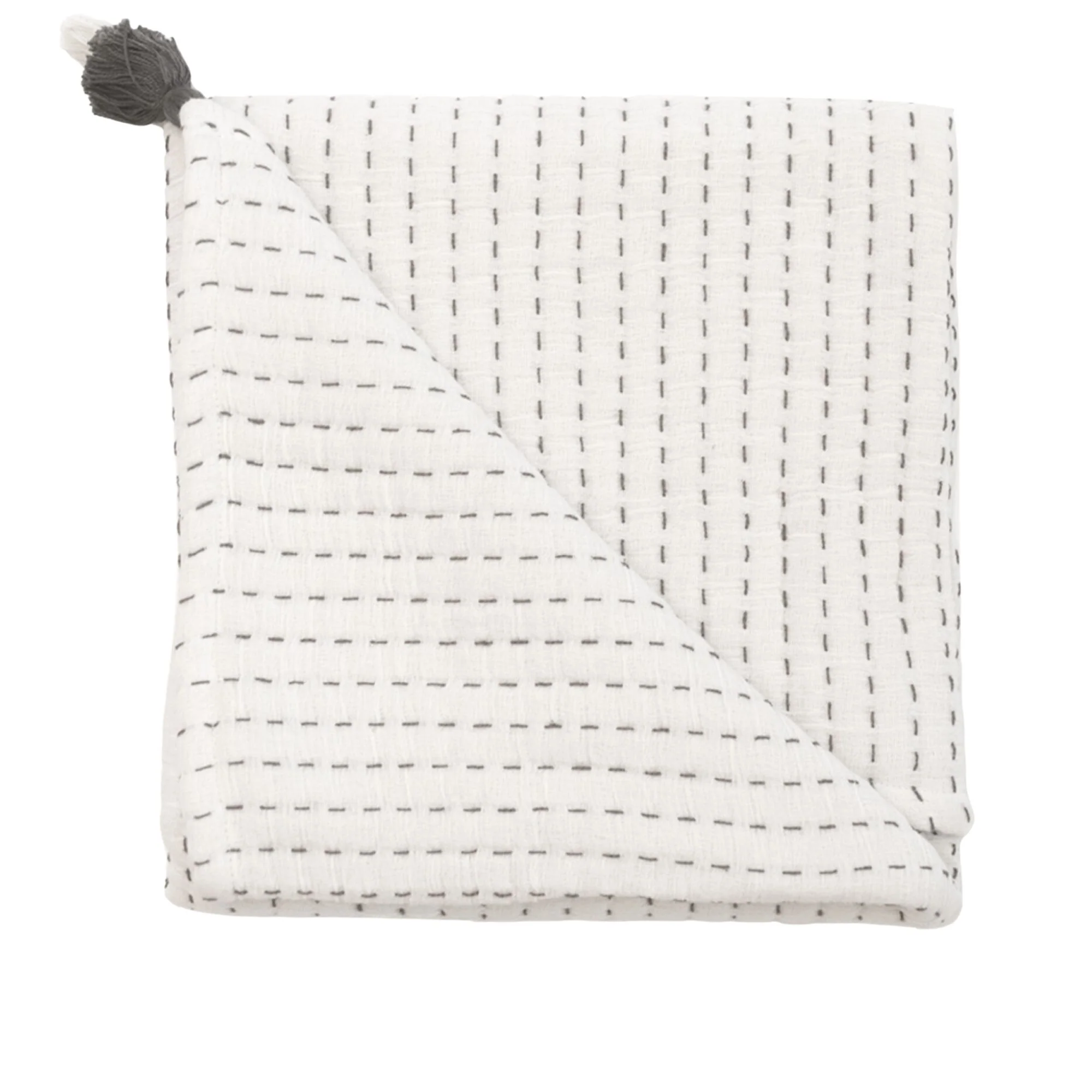 Crane Baby - Couverture - Couture Blanc et Noir||Crane Baby - Blanket - Black and White Stiched