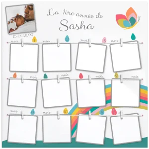 Cadre 12 mois porte photos aux couleurs de l'arc en ciel