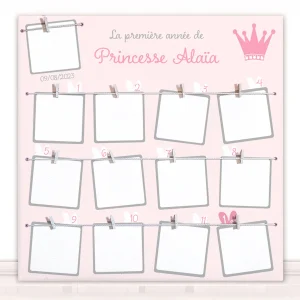 Cadre 1ère année fille rose poudré