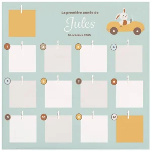 Cadre photo première année personnalisé – Thème Voiture & Compagnie vintage