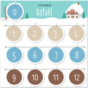 Cadre photo première année personnalisé – Thème Montagne