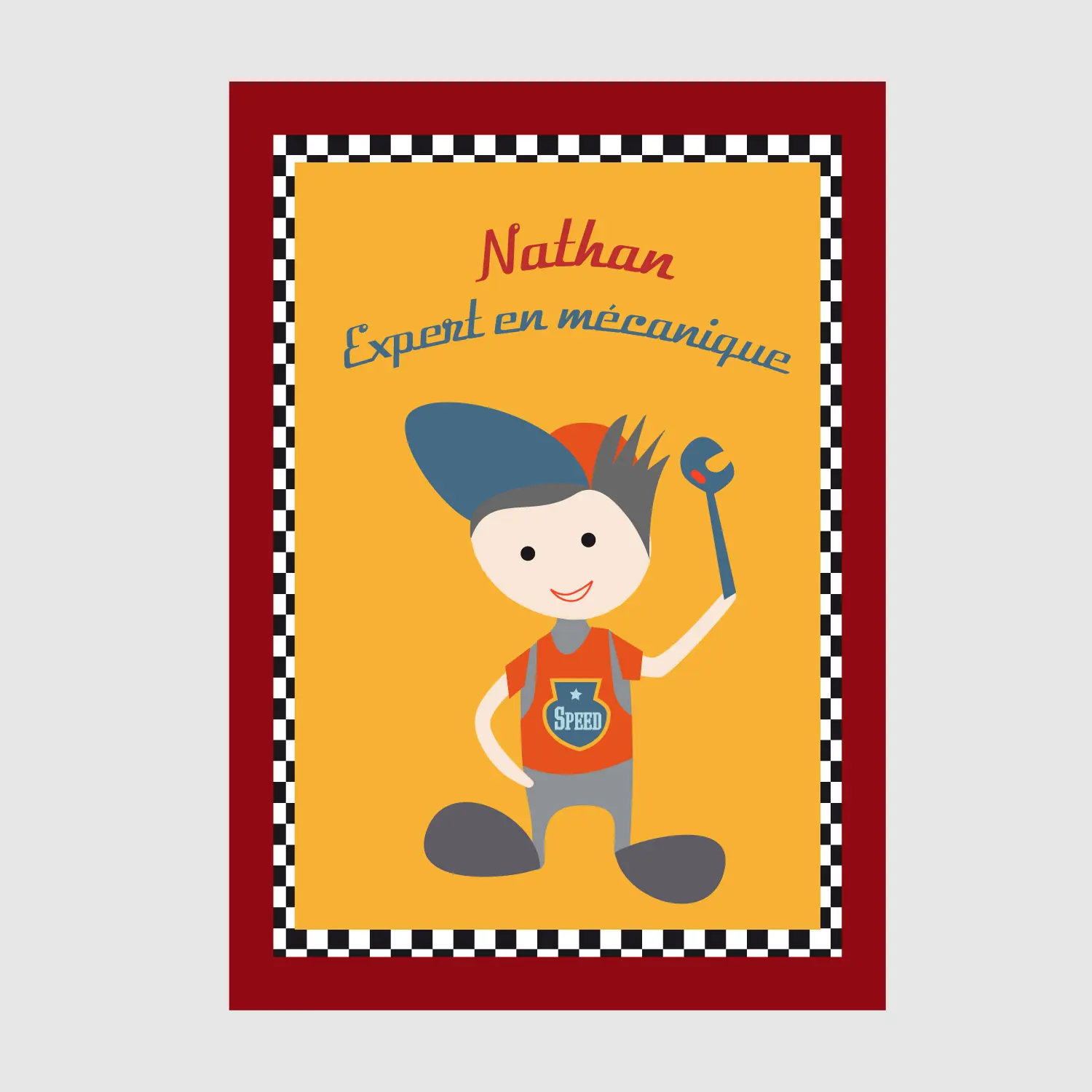 Affiche prénom "expert en mécanique"