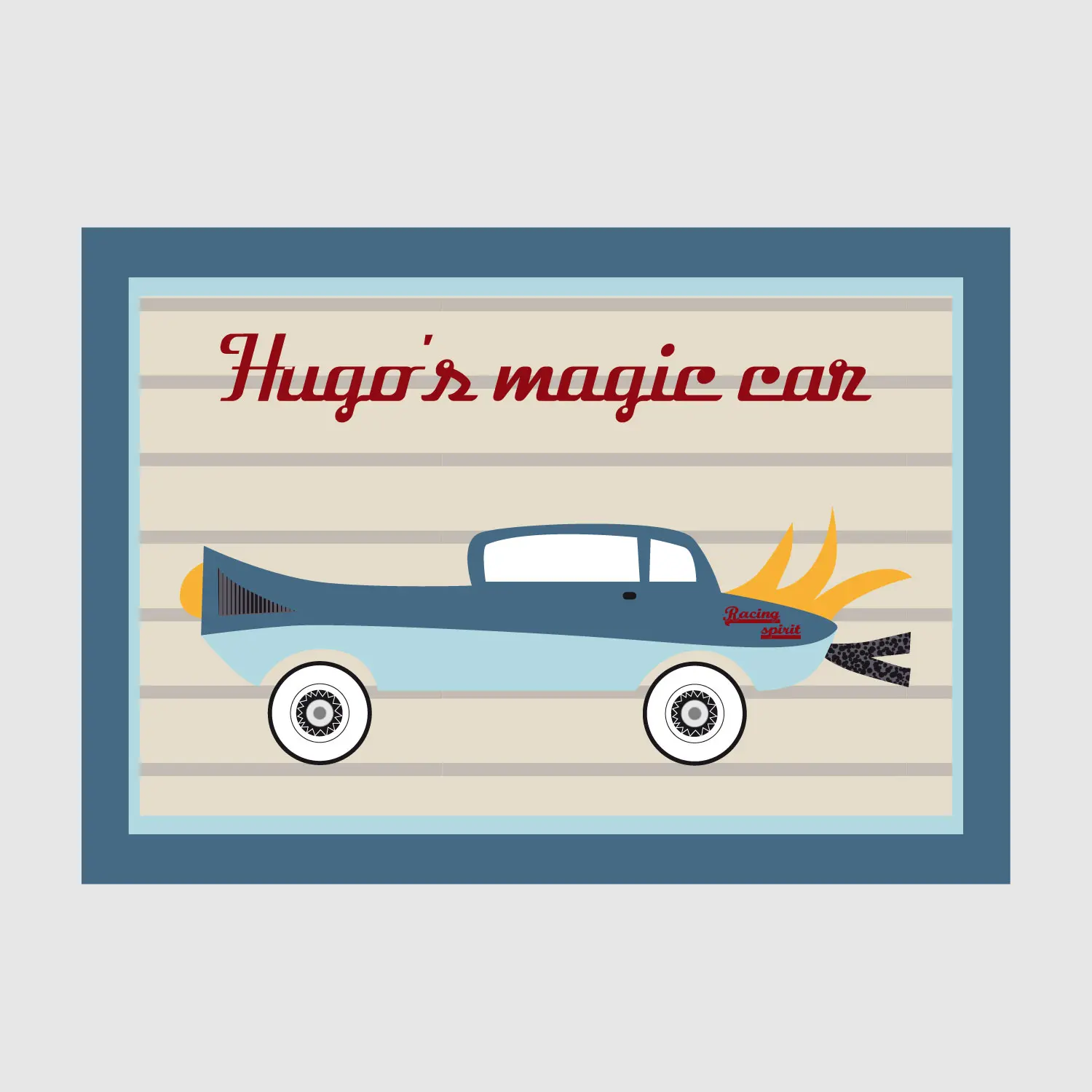 Affiche prénom "voiture standing"