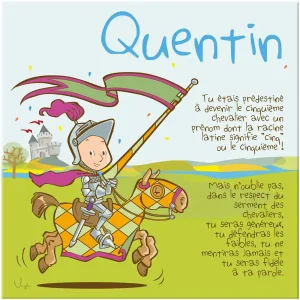 ⚔️ Cadre chevalier personnalisé – Prénom chevalier enfant et valeurs