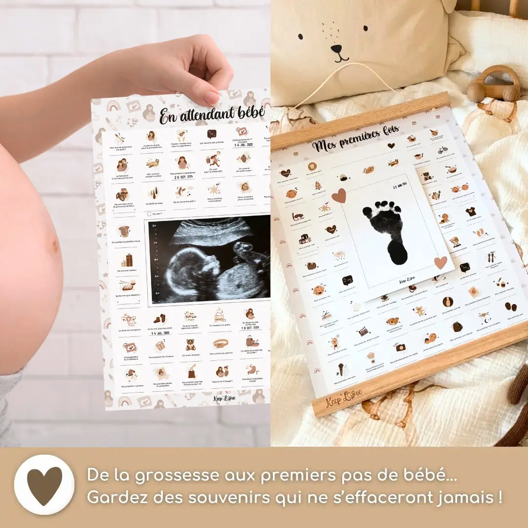 Coffret Cadeau Femme Enceinte – Affiches Duo Grossesse & Bébé (Ourson) – Image 4