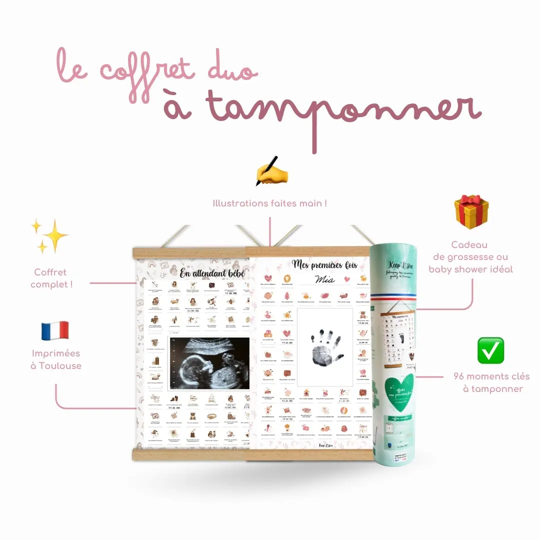 Coffret Cadeau Femme Enceinte – Affiches Duo Grossesse & Bébé (Flamant Rose) – Image 8