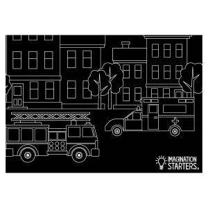 Imagination Starters - Napperon en Ardoise - Véhicules d'Urgence||Imagination Starters - Chalkboard Placemat - Emergency Vehicles