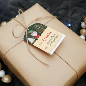 Lot de 16 étiquettes cadeaux lutins de Noël