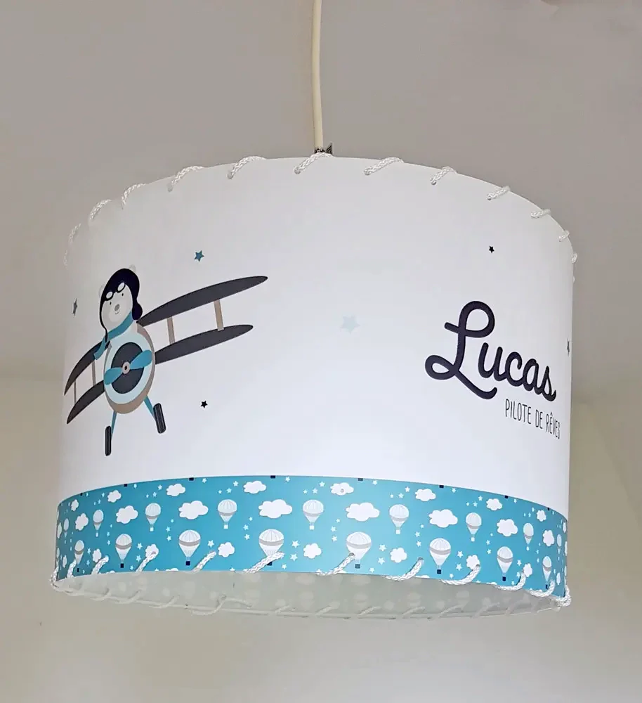 Luminaire enfant personnalisé – Thème aviateur et voyage ✈️