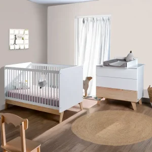Chambre bébé essentielle blanc et pin HARMONIE