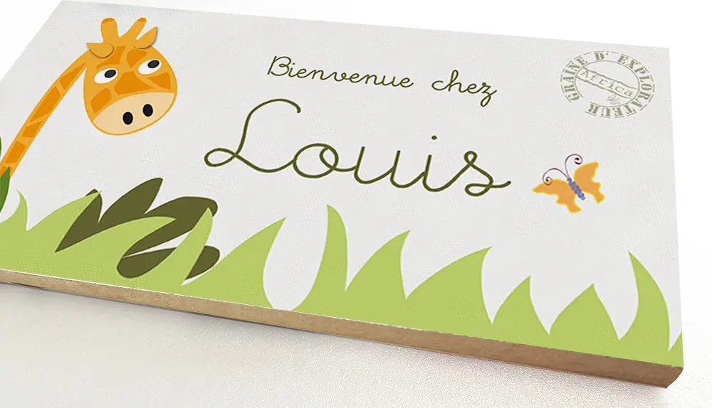 Plaque de porte girafe avec prénom