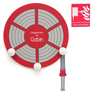 Porte-manteau pompier personnalisé – En forme de dévidoir mural