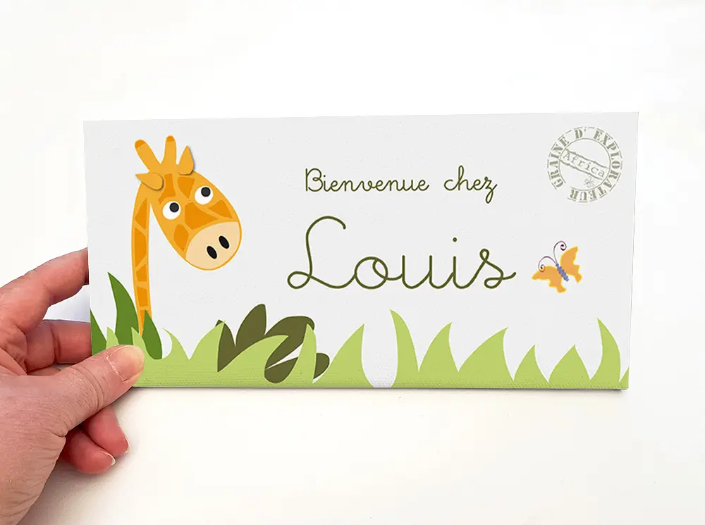 Plaque de porte girafe avec prénom – Image 2