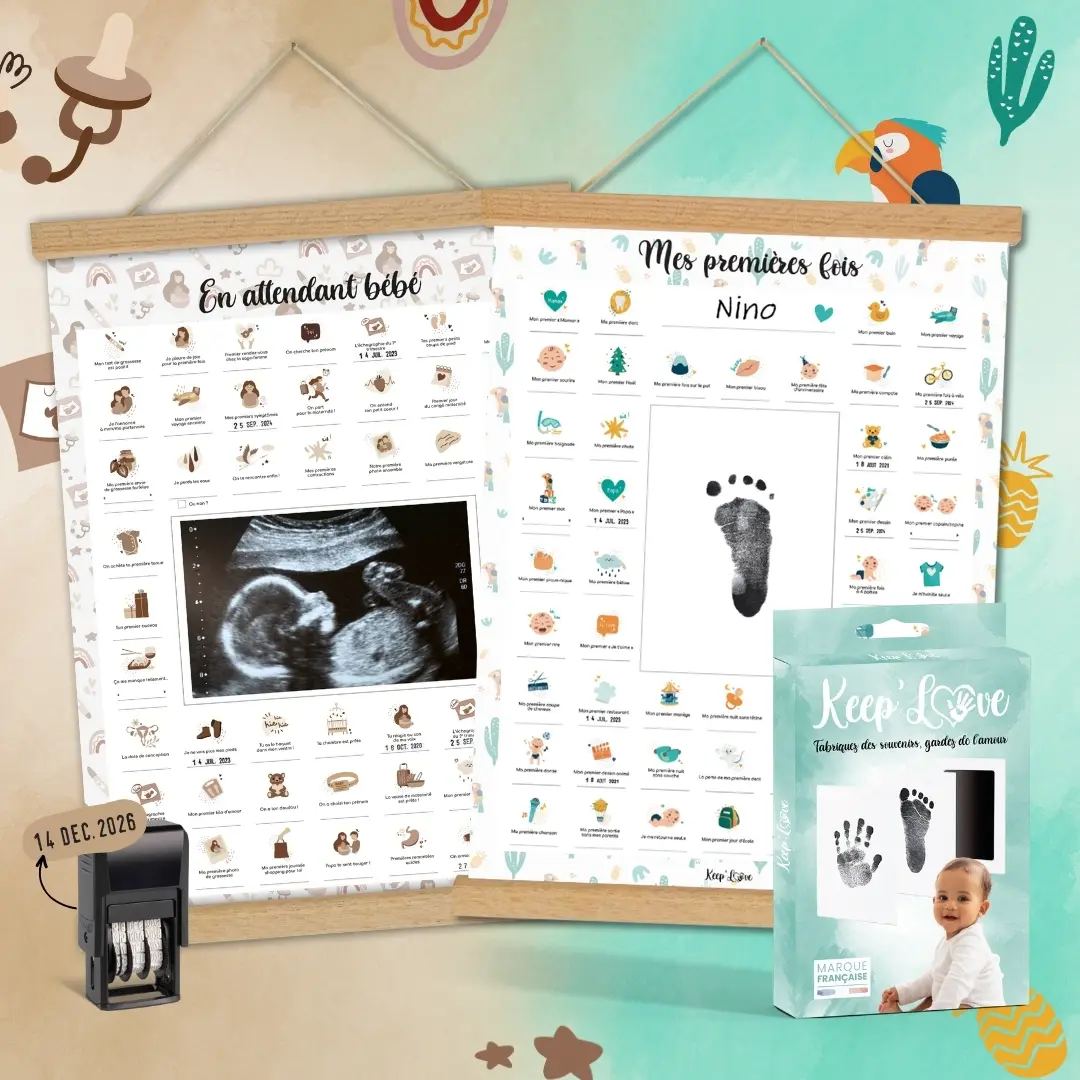 Coffret Cadeau Femme Enceinte – Affiches Duo Grossesse & Bébé (Perroquet) – Image 3
