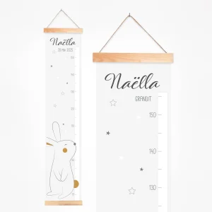 Toise bébé personnalisée eavec lapin et étoiles