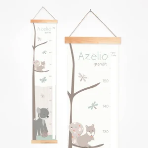 Toise bébé personnalisée loup et écureuil de la forêt