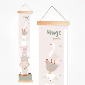 Toise bébé personnalisée douce et tendance des animaux de la ferme