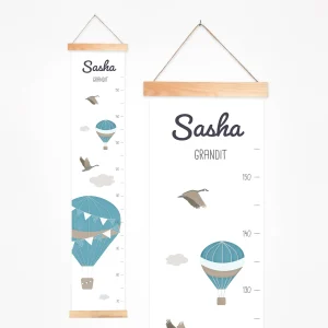 Toise bébé personnalisée montgolfières et avion