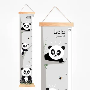 Toise bébé personnalisée sur le thème des pandas