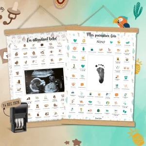 Coffret Cadeau Femme Enceinte – Affiches Duo Grossesse & Bébé (Perroquet)