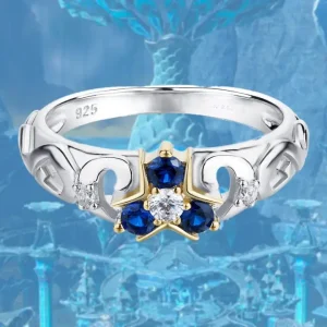 Bague Argent Zelda TOTK Zora Sapphire