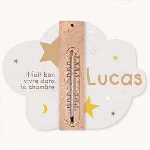 Cadre thermomètre personnalisé thème nuage et étoiles