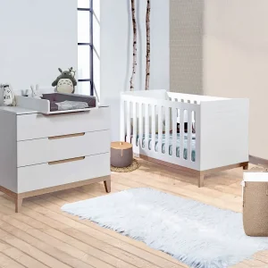 Chambre bébé essentielle NATURE blanche et bois de hêtre